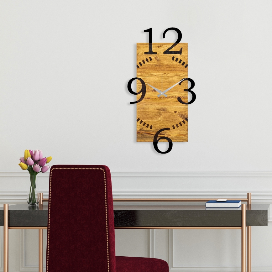 Horloge murale 41x74 cm 1xAA bois/métal