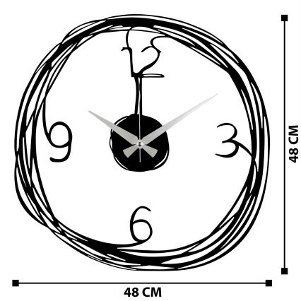 Horloge murale 48 cm 1xAA noir