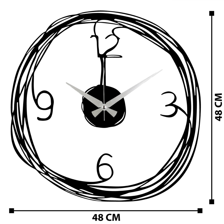 Horloge murale 48 cm 1xAA noir