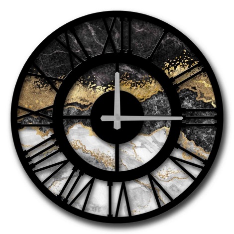 Horloge murale 50 cm 1xAA noir/doré/gris