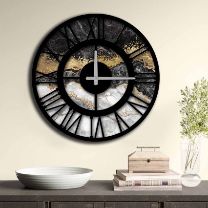 Horloge murale 50 cm 1xAA noir/doré/gris