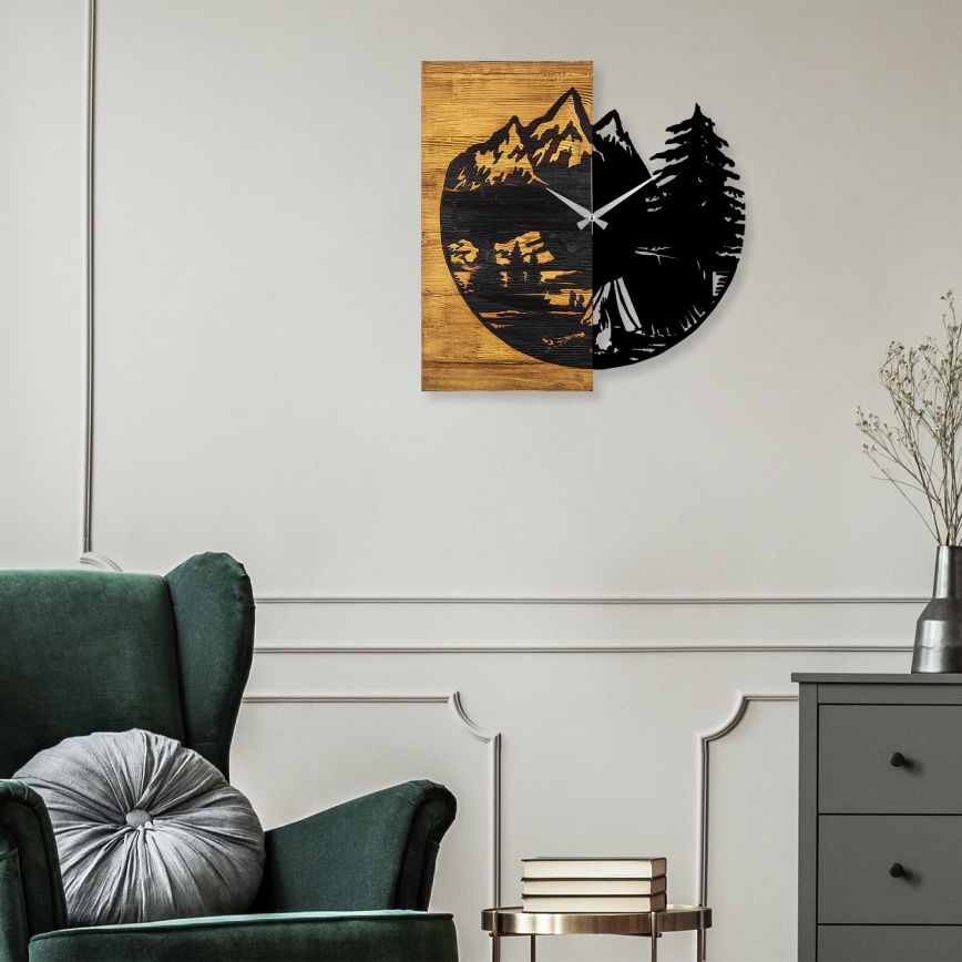 Horloge murale 56x58 cm 1xAA bois/métal