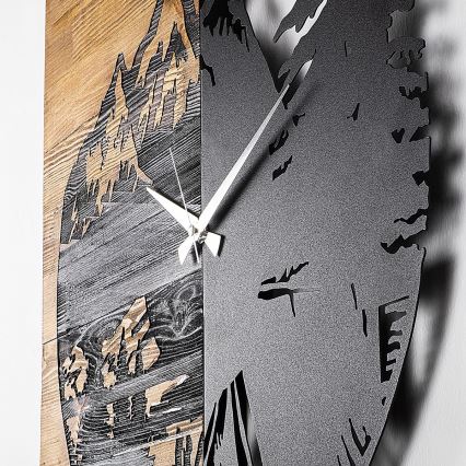 Horloge murale 56x58 cm 1xAA bois/métal