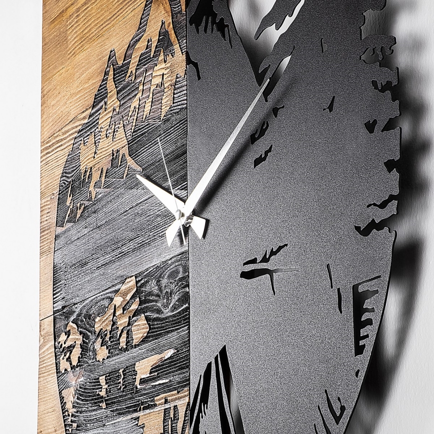 Horloge murale 56x58 cm 1xAA bois/métal