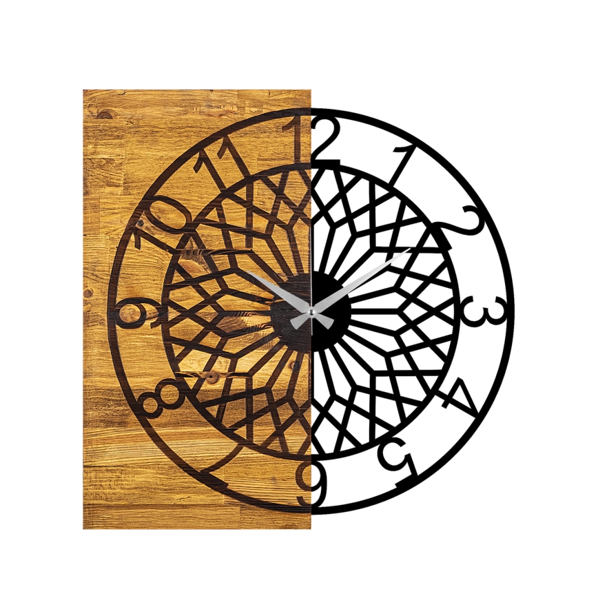 Horloge murale 57x58 cm 1xAA bois/métal