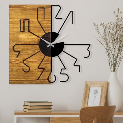 Horloge murale 58 cm 1xAA bois/métal