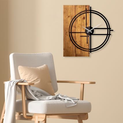 Horloge murale 58x56 cm 1xAA bois/métal