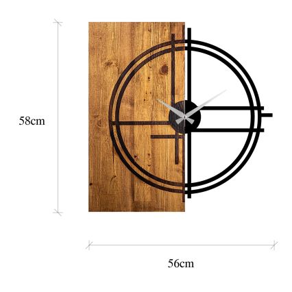 Horloge murale 58x56 cm 1xAA bois/métal