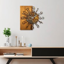 Horloge murale 58x58 cm 1xAA bois/métal