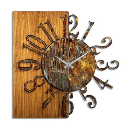 Horloge murale 58x58 cm 1xAA bois/métal