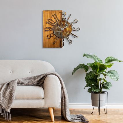 Horloge murale 58x58 cm 1xAA bois/métal