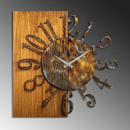Horloge murale 58x58 cm 1xAA bois/métal