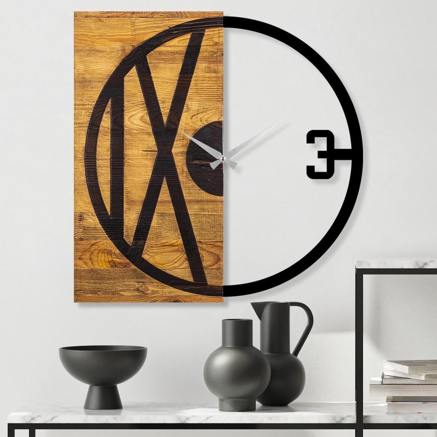 Horloge murale 58x58 cm 1xAA bois/métal