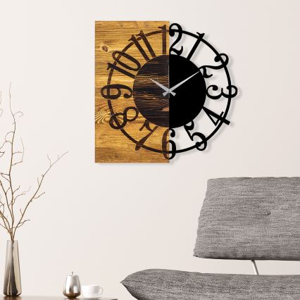 Horloge murale 58x58 cm 1xAA bois/métal