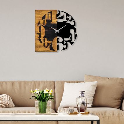 Horloge murale 58x58 cm 1xAA bois/métal