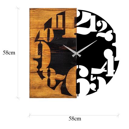 Horloge murale 58x58 cm 1xAA bois/métal