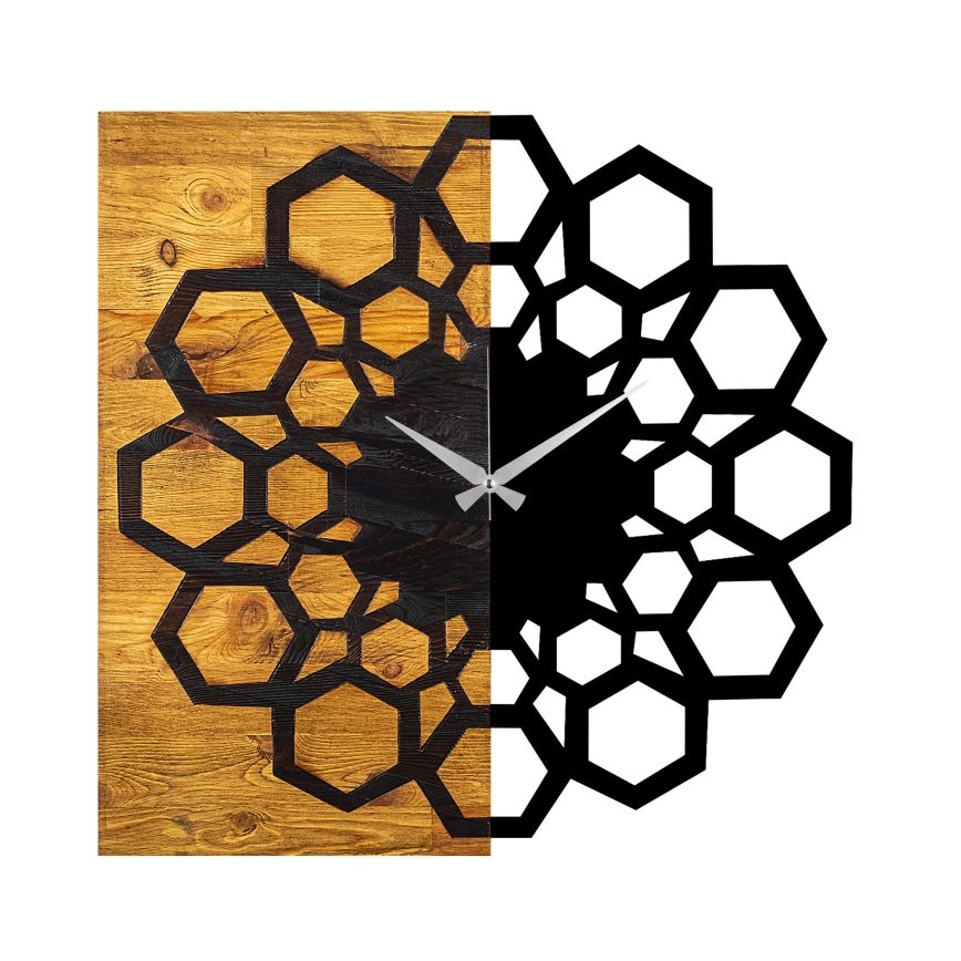 Horloge murale 58x58 cm 1xAA bois/métal