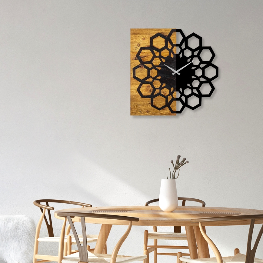 Horloge murale 58x58 cm 1xAA bois/métal