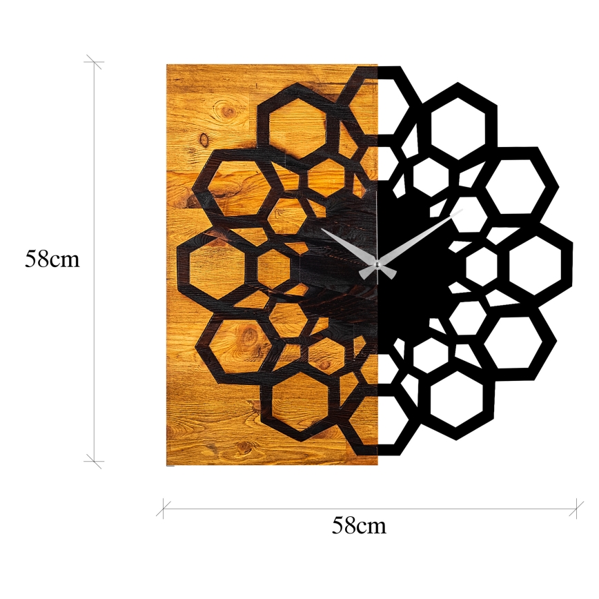 Horloge murale 58x58 cm 1xAA bois/métal