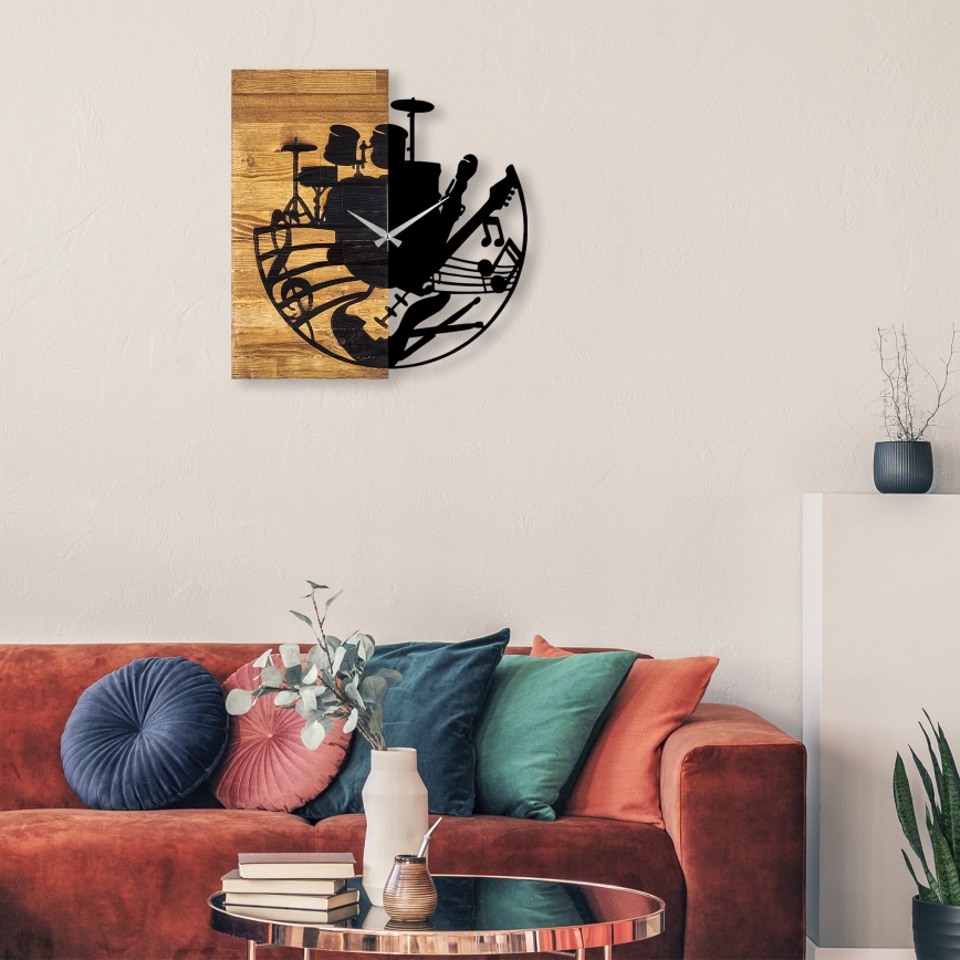 Horloge murale 60x58 cm 1xAA bois/métal