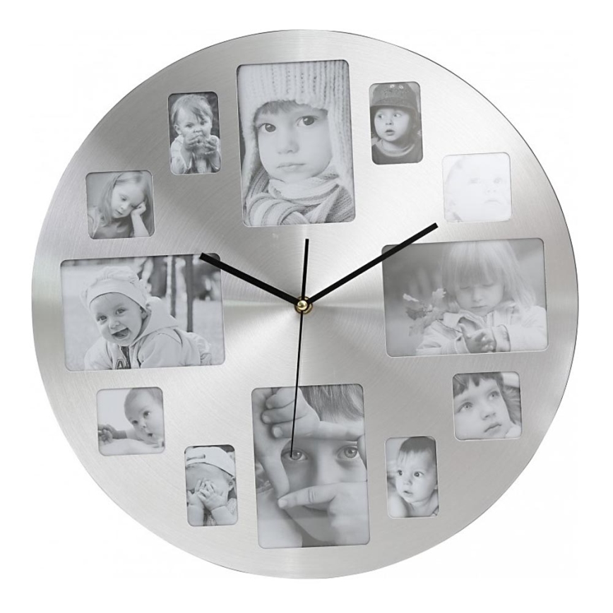 Horloge murale avec cadres photos 1×AA