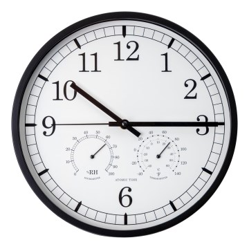 Horloge murale avec thermomètre et hygromètre d. 30 cm 1xAA noir/blanc