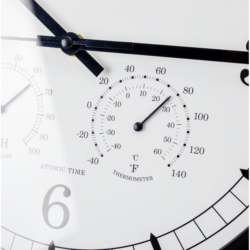 Horloge murale avec thermomètre et hygromètre d. 30 cm 1xAA noir/blanc