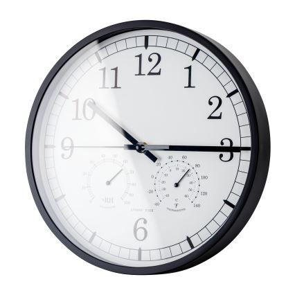 Horloge murale avec thermomètre et hygromètre d. 30 cm 1xAA noir/blanc