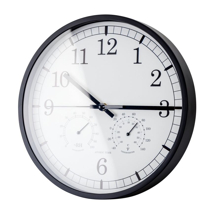 Horloge murale avec thermomètre et hygromètre d. 30 cm 1xAA noir/blanc