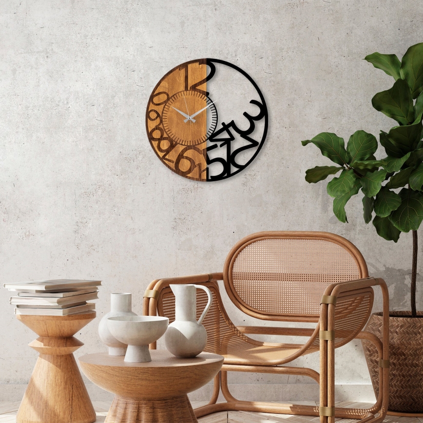 Horloge murale d. 56 cm 1xAA bois/métal