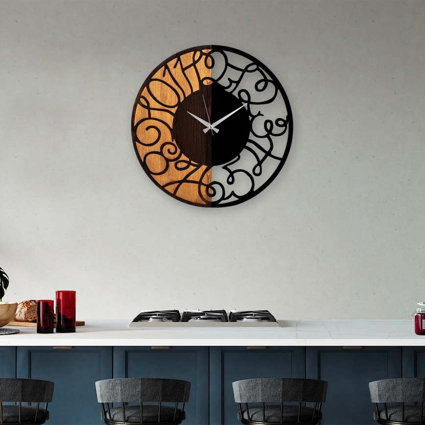 Horloge murale d. 56 cm 1xAA bois/métal