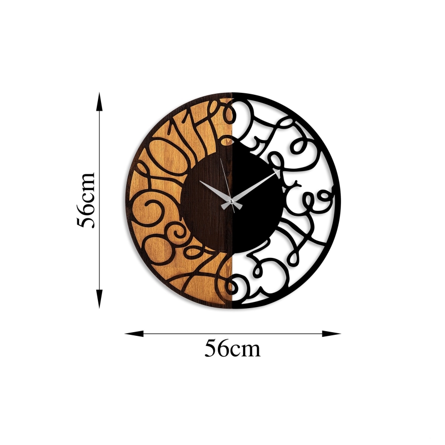 Horloge murale d. 56 cm 1xAA bois/métal