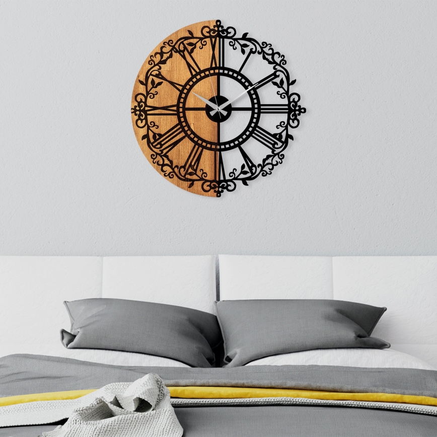 Horloge murale d. 56 cm 1xAA bois/métal
