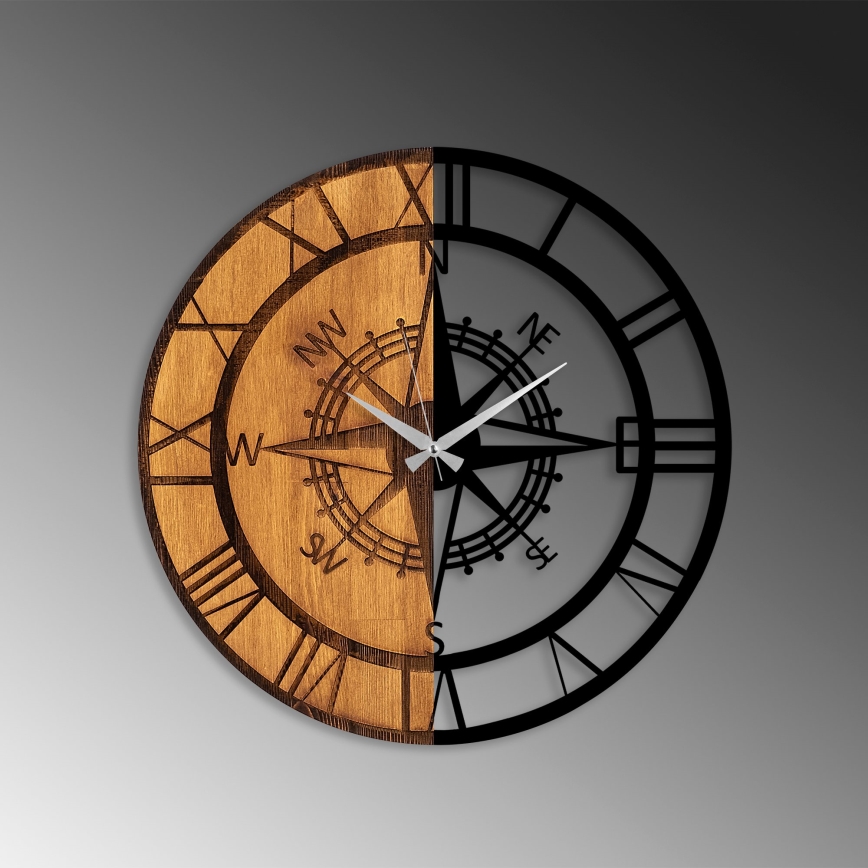 Horloge murale d. 56 cm 1xAA bois/métal