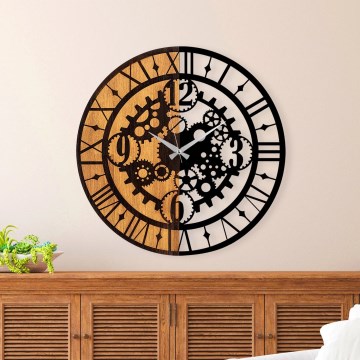 Horloge murale d. 56 cm 1xAA bois/métal