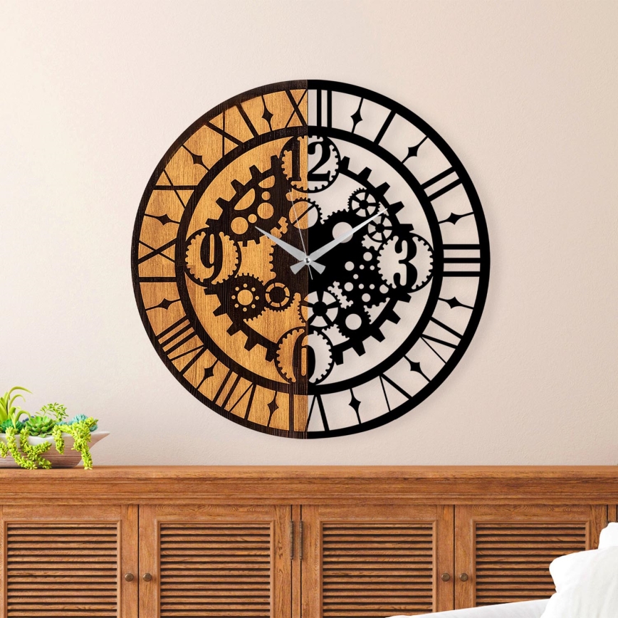 Horloge murale d. 56 cm 1xAA bois/métal