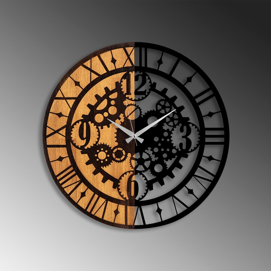Horloge murale d. 56 cm 1xAA bois/métal