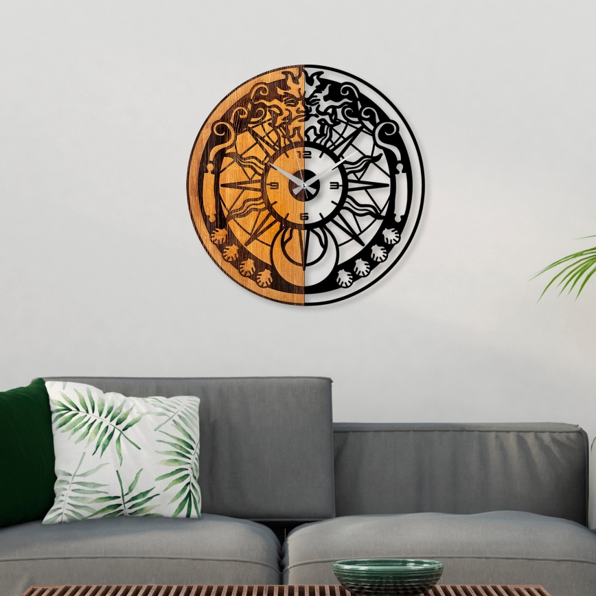 Horloge murale d. 56 cm 1xAA bois/métal