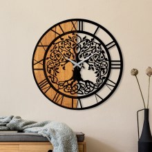 Horloge murale d. 56 cm 1xAA bois/métal