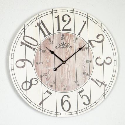 Horloge murale — fonctionne avec 1 pile AA, blanc/beige