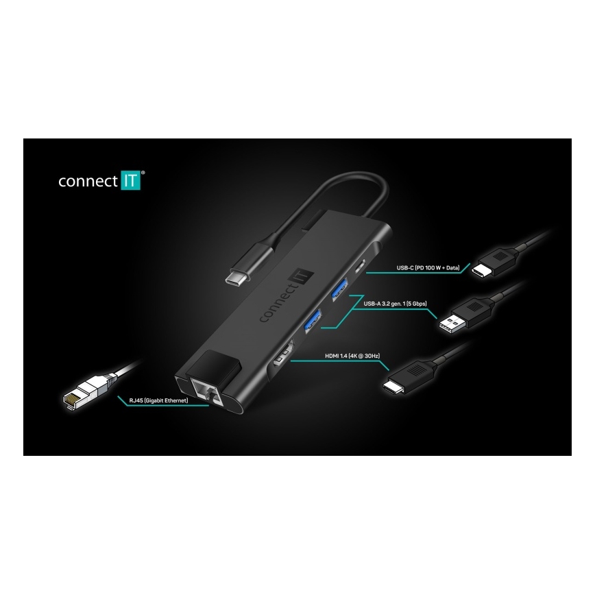CONNECT IT CHU-8020-AN - Hub USB-C 5en1