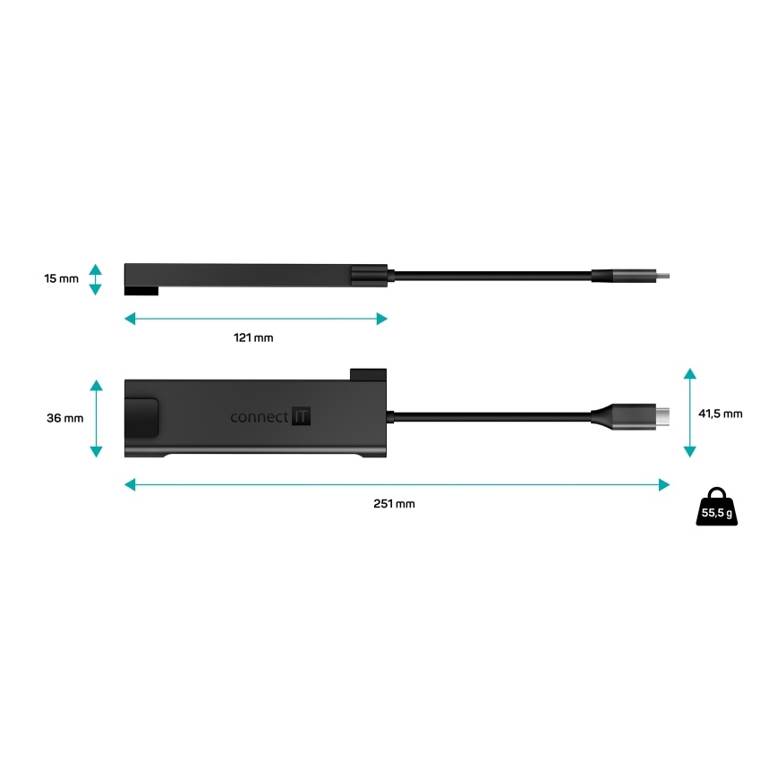 CONNECT IT CHU-8020-AN - Hub USB-C 5en1