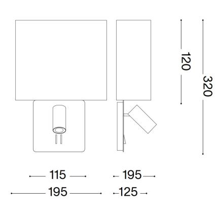 Ideal Lux - Abat-jour de rechange pour lampe murale GEA noir