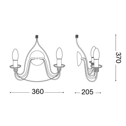 Ideal Lux - Applique murale CORTE 2xE14/40W/230V marron patiné