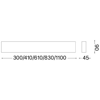 Ideal Lux - Applique murale DELTA LED, 14 W, 230 V, 3000 K, 41 cm, IRC 90, béton