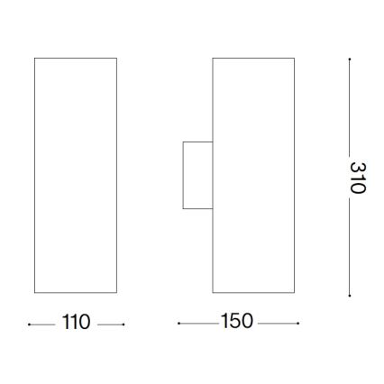 Ideal Lux - Applique murale d'extérieur GUN 1xE27/60W/230V 31 cm IP54 grise