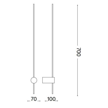 Ideal Lux - Applique murale ESSENCE LED/12W/230V 3000K 70 cm CRI 90 noir