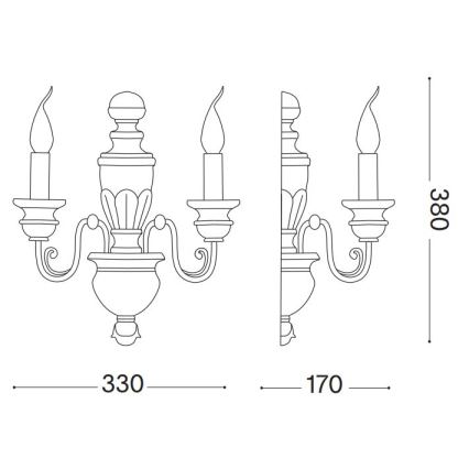 Ideal Lux - Applique murale FIRENZE 2xE14/40W/230V blanc/doré