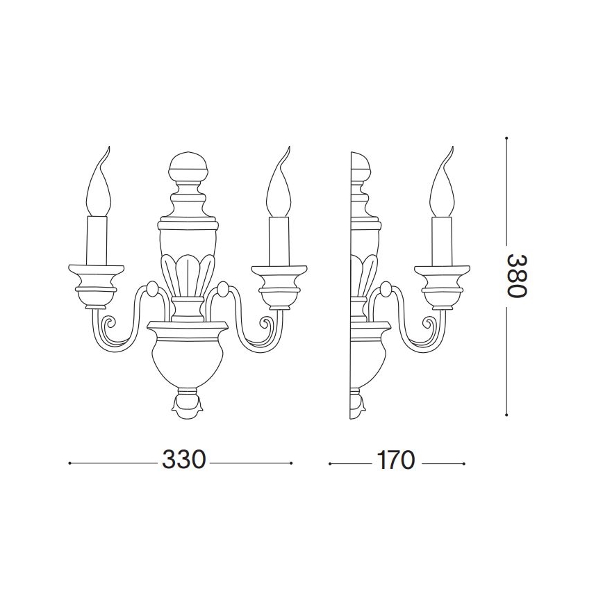 Ideal Lux - Applique murale FIRENZE 2xE14/40W/230V blanc/doré
