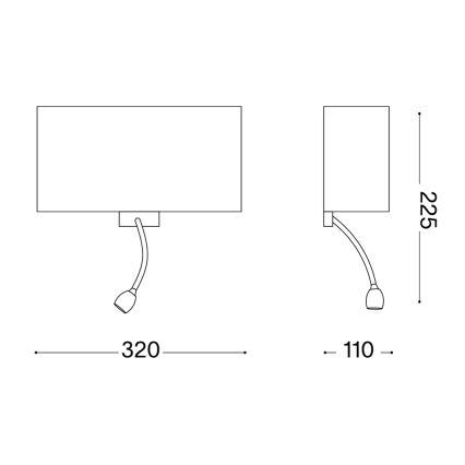 Ideal Lux - Applique murale flexible HOTEL 1xE27/60W + LED/1,5W/230V